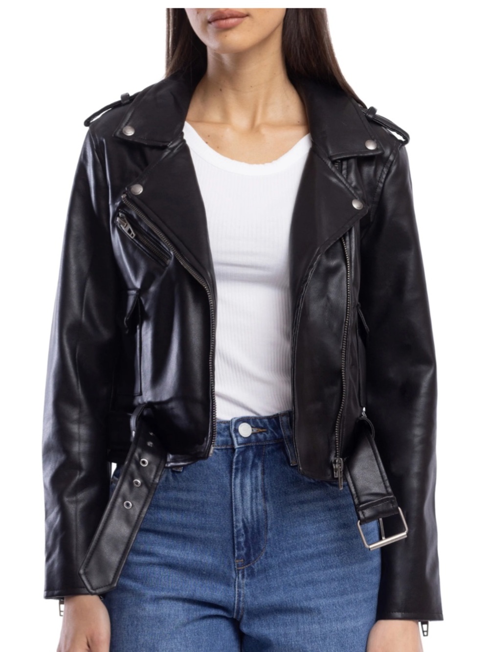 Blank NYC Black Faux Leather Moto Jacket